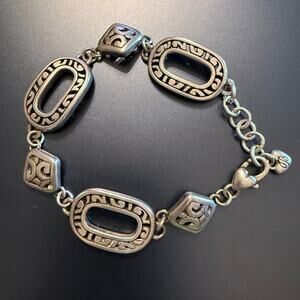 Brighton Silver Plated Deco Link Scroll Work Bracelet